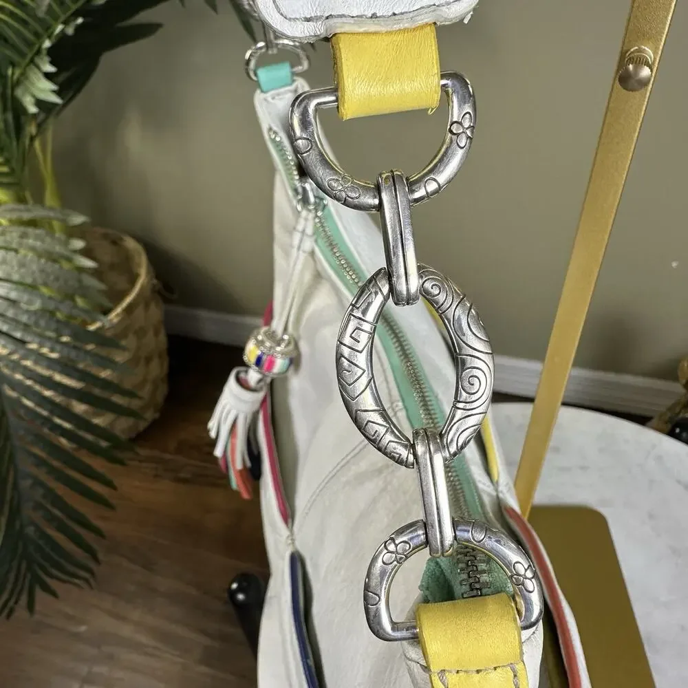 Brighton Lumina Hobo bag White with piping butter Soft Leather Perfect Ornate